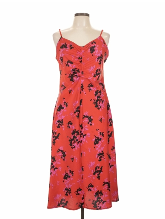 a new day Dresses & Skirts - a new day Red Floral Midi Slip Dress with Black & Pink Print L